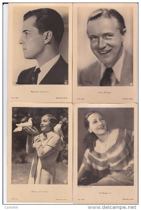 LOT-4 POSTCARDS-MOVIE STARS-RAMON NOVARRO-WILLY FRITSCH-LIL DAGOVER-KATHE VON NAGY-USED-PC-VINTAGE- CINEMA-ROSSVERLAG - Artistes