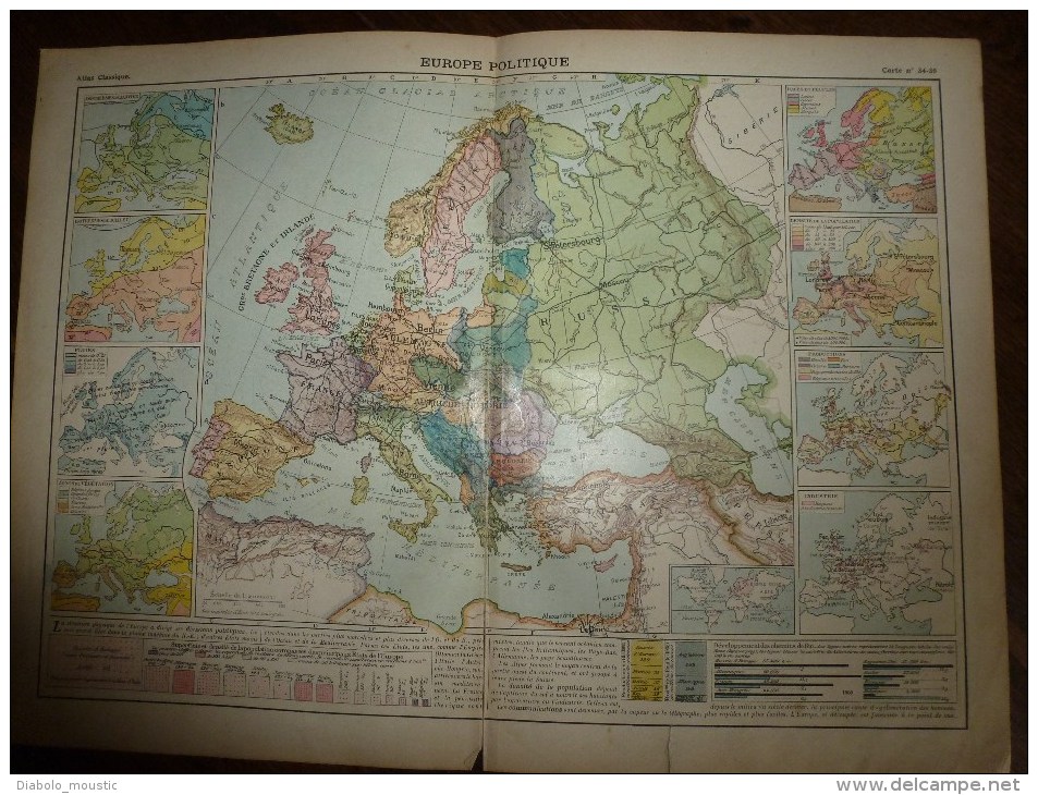 1913  Cartes Géographiques Ancienne ; EUROPE Politique ; GRANDE BRETAGNE Et IRLANDE ; EUROPE Physique - Geographical Maps