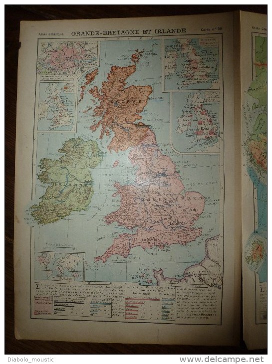 1913  Cartes Géographiques Ancienne ; EUROPE Politique ; GRANDE BRETAGNE Et IRLANDE ; EUROPE Physique - Geographical Maps