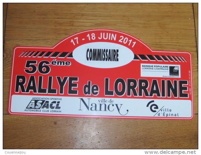 PLAQUE DE RALLYE  56 EME RALLYE DE LORRAINE - Rallyeschilder