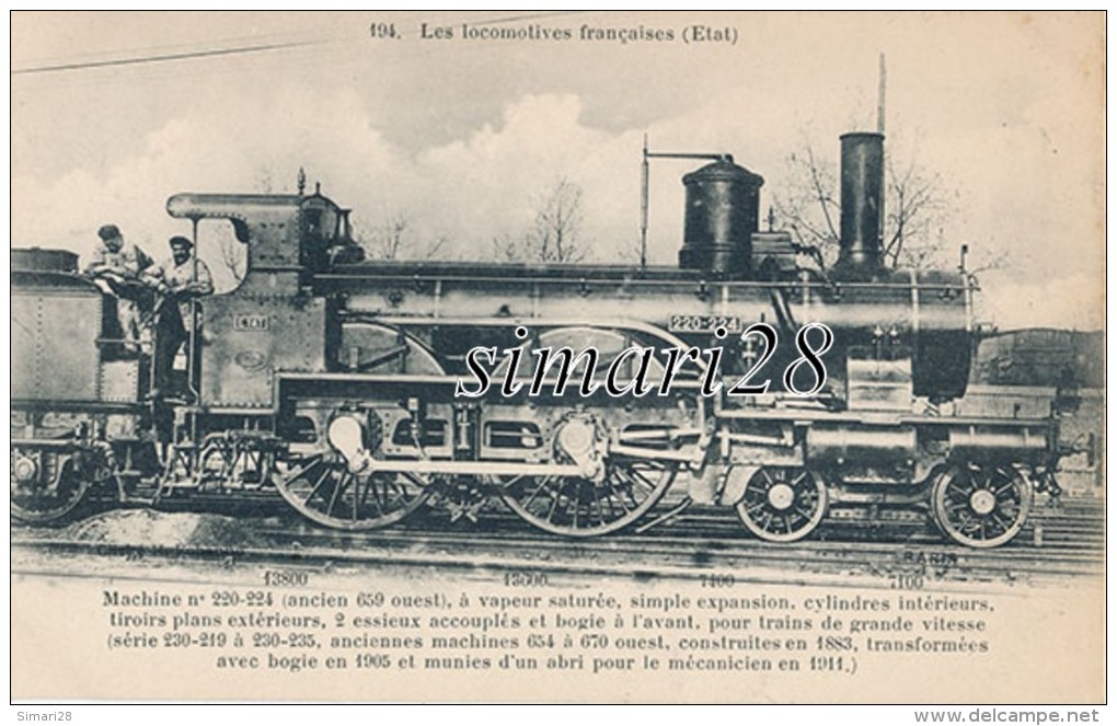 LES LOCOMOTIVES FRANCAISES (ETAT) - N° 194 - MACHINE N° 220-224 - Trains