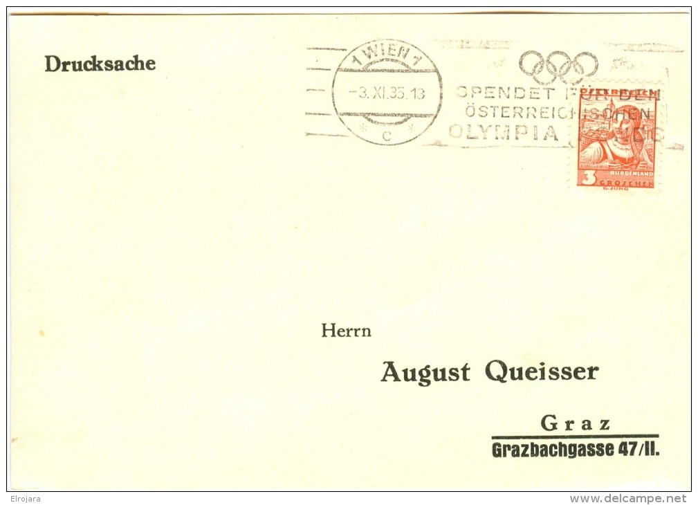 AUSTRIA Card With Cancel WIEN 1 SPENDET FÜR DEN ÖSTERREICHISCHEN OLYMPIA-FONDS - Sommer 1936: Berlin