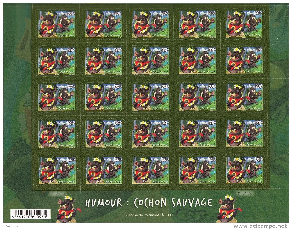 2014 Humour Cochon Sauvage Sous La Faciale Feuille De 25 ** - Unused Stamps