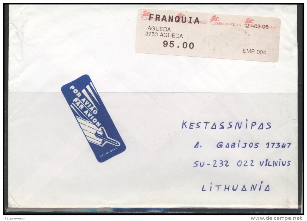 PORTUGAL Postal History Brief Envelope Air Mail PT 001 Automatic Stamps ATM - Lettres & Documents