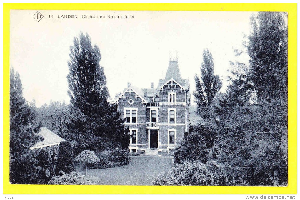 * Landen (Vlaams Brabant - Bruxelles) * (SBP, Nr 14) Chateau Du Notaire Jullet, Kasteel Notaris, Jardin, Tuin, TOP, Rare - Landen