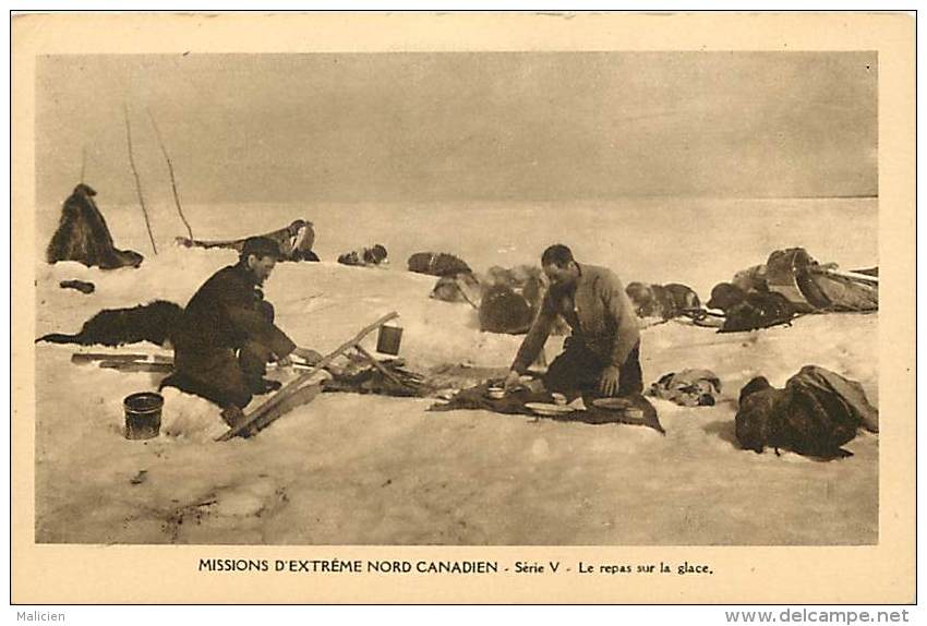 Pays Div- Canada -ref B927- Missions D Extreme Nord Canadien - Le Repas Sur La Glace  - Carte Bon Etat   - - Non Classés