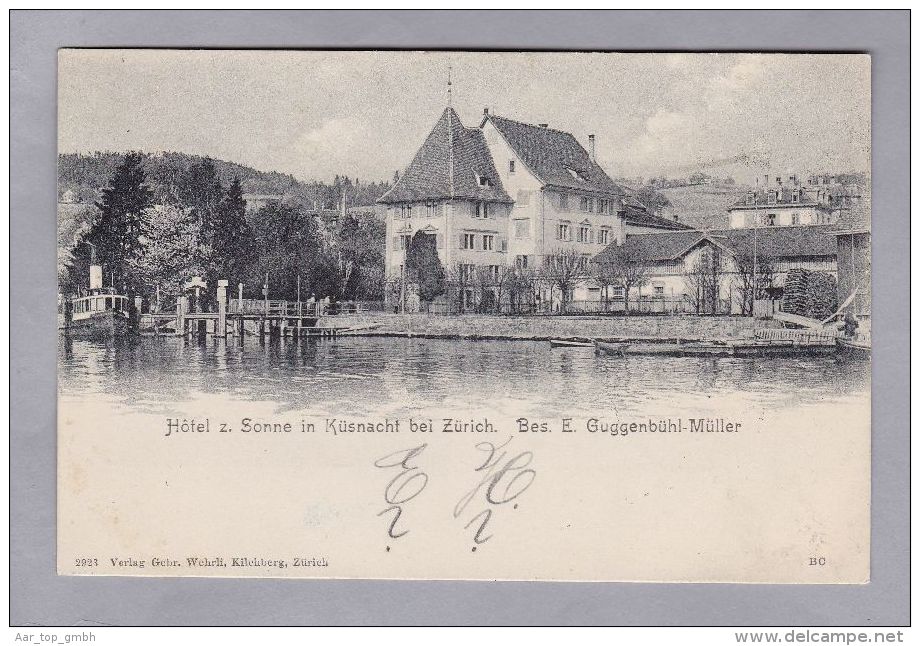 ZH KÜSNACHT 1904.IV.4. Küsnacht Nach Langnau  Hotel Zur Sonne Vom See Aus Foto Wehrli - Küsnacht