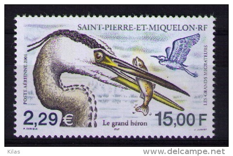 Saint Pierre And Miquelon  2001 GREAT HERON, AIRMAIL  MNH - Storks & Long-legged Wading Birds