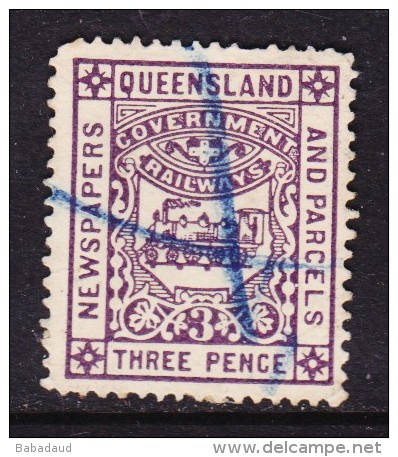 Queensland Government  Railways Newspapers &amp; Parcels 1892 3d, No Watermark - Brieven En Documenten