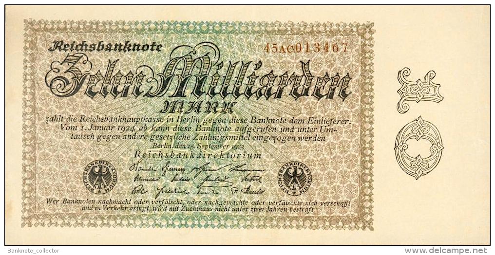 Deutschland, Germany - 10 Mrd. Mark, Reichsbanknote, Ro. 113 D ,  ( Serie AC ) UNC - XF, 1923 ! - 10 Miljard Mark
