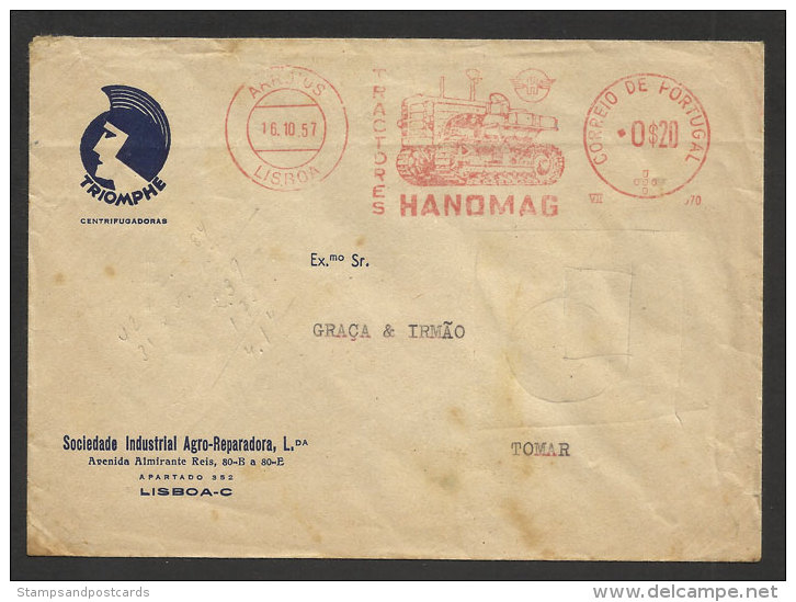 Portugal EMA Cachet Rouge Tracteurs Hanomag Agriculture 1957 Tractors Franking Meter - Agriculture