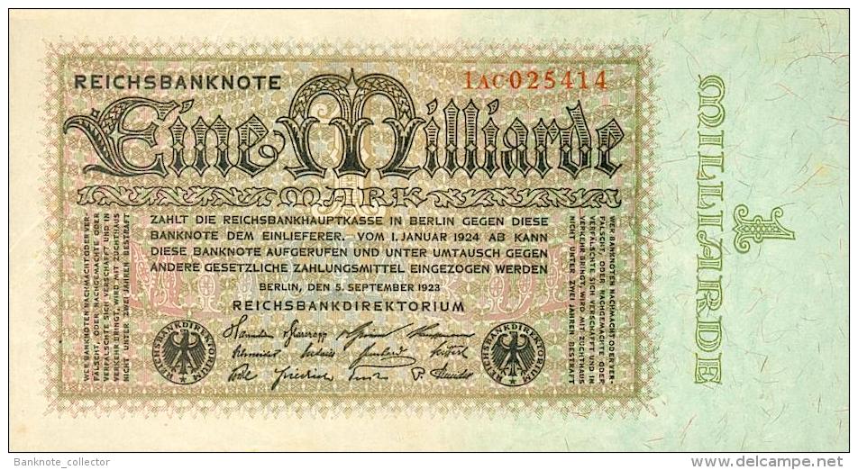 Deutschland, Germany - 1 Mrd. Mark, Reichsbanknote, Ro. 111 B,  ( Serie AC ) XF ( II ), 1923 ! - 1 Milliarde Mark