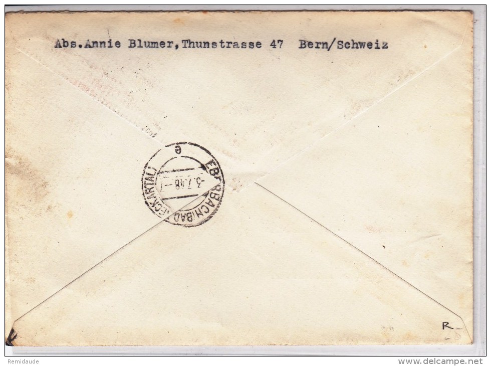 SUISSE - 1948 - PRO-PATRIA - SERIE ZUMSTEIN N°38/41 Sur ENVELOPPE RECOMMANDEE De BERN - Covers & Documents