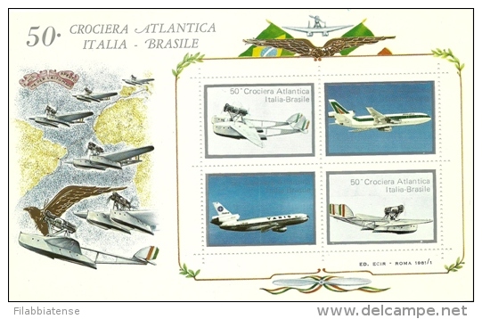 1981 - Italia - Crociera Atlantica - Foglietto Erinnofilo, - Aerei