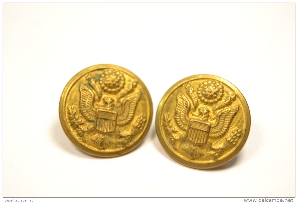 2 Boutons US 23mm 2,3cm WW2 (bouton Us) Pour Veste / Blouson. Deuxieme Guerre Mondiale - Botones