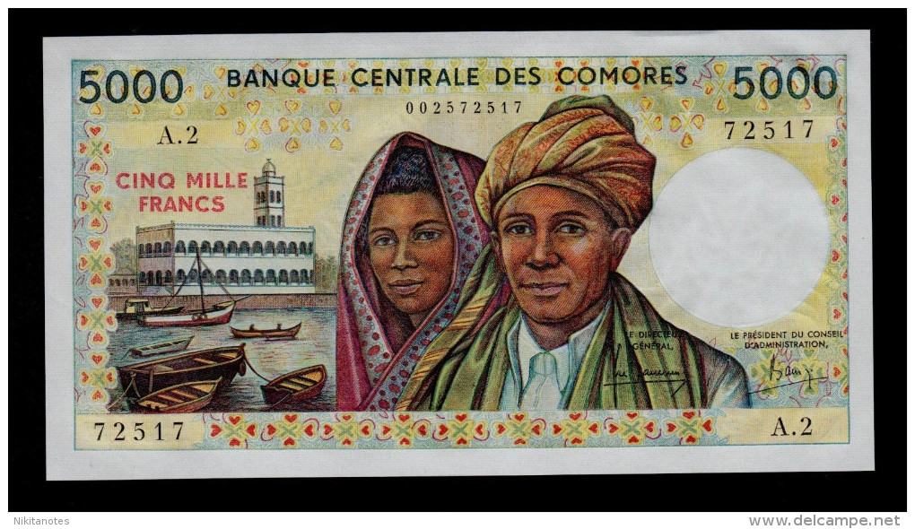 COMORES 5000 FRANCS ( 1984 ) A2 PICK # 12a UNC. - Comoren