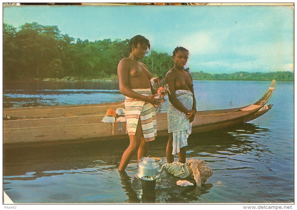 Guyane-femmes Bosch-seins Nus-fleuve Maroni-cpm - Autres & Non Classés