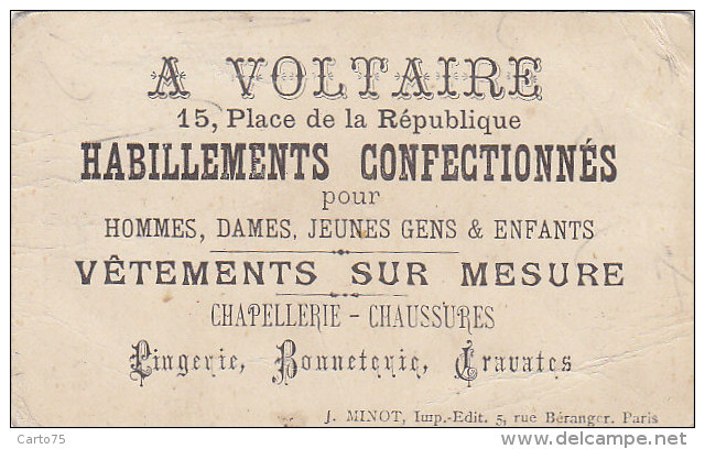 Chromo - Militaria Régiment Colonial Zouaves - Voltaire Place De La République Paris - Autres & Non Classés