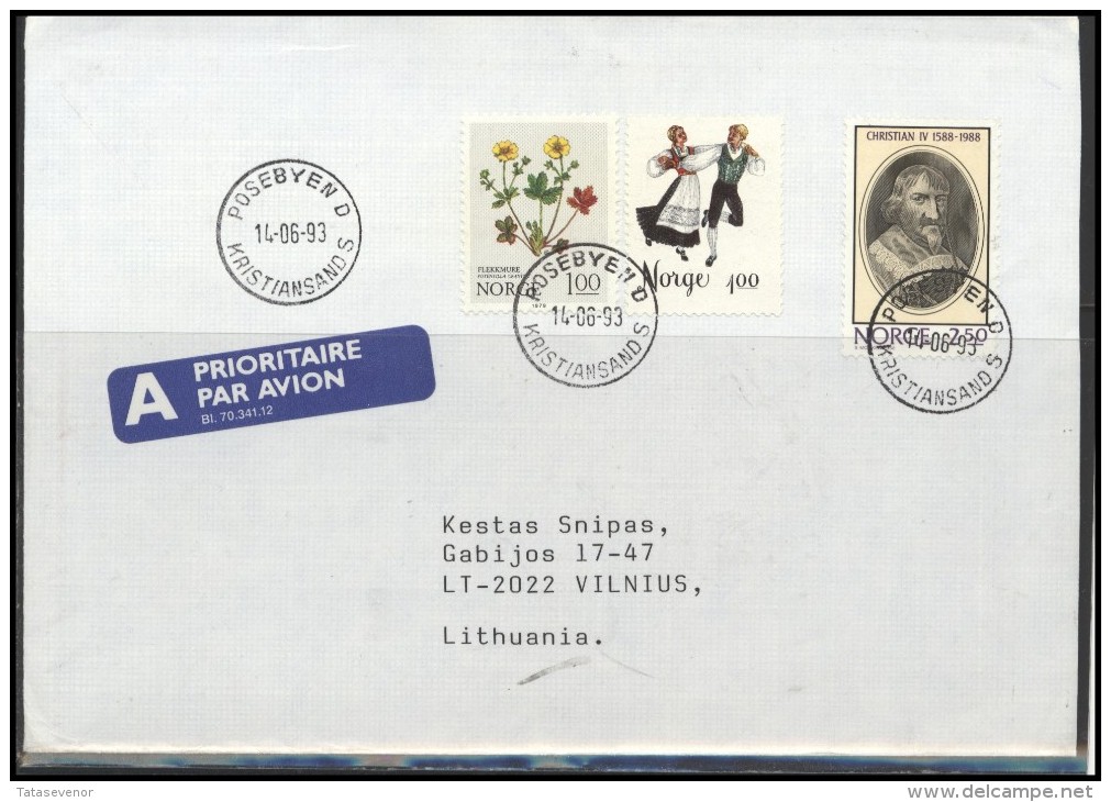 NORWAY Postal History Brief Envelope Air Mail NO 004 Personalities Dancing Flowers Flora Plants - Briefe U. Dokumente