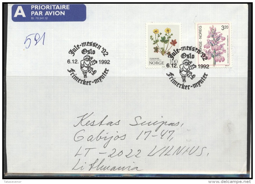 NORWAY Postal History Brief Envelope Air Mail NO 006 Christmas Flora Plants Flowers - Briefe U. Dokumente