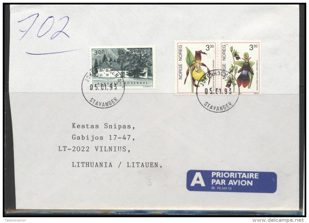 NORWAY Postal History Brief Envelope Air Mail NO 007 Architecture Flowers Flora Plants - Briefe U. Dokumente