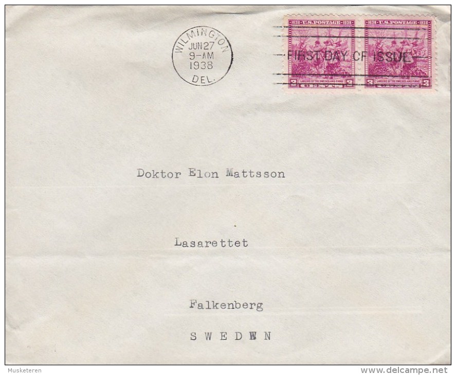 United States Premier Jour FDC Cover 1938 Landing Of The Swedes And The Finns (Paire) !! - 1851-1940