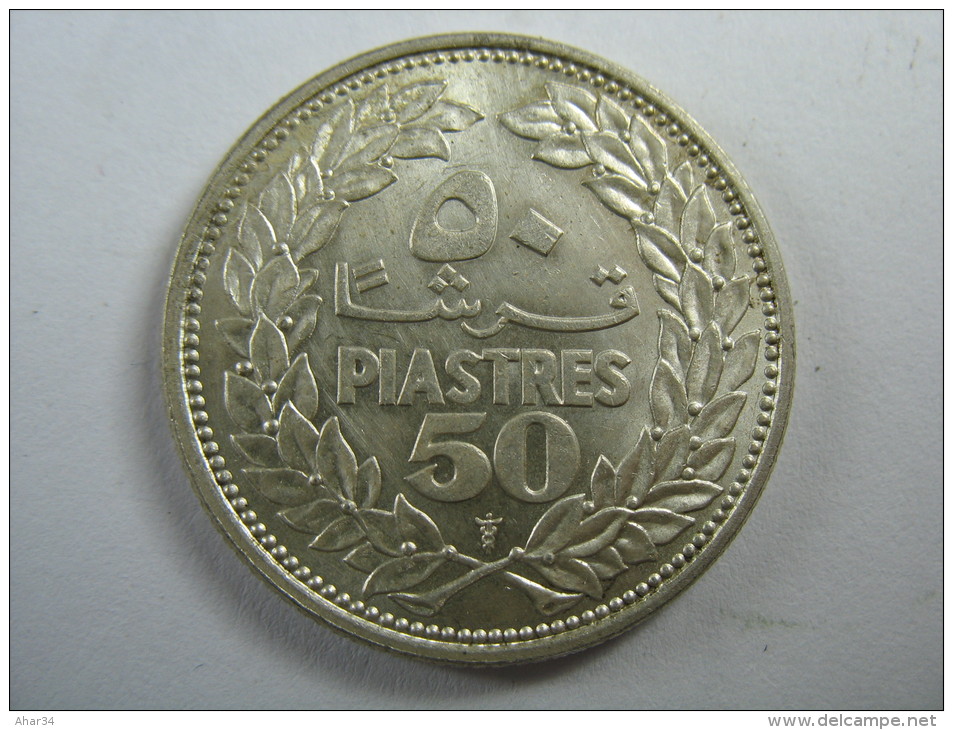 LEBANON LIBAN  50    PIASTRES  1952 SILVER   NICE COIN  HIGH GRADE CHOICE UNC  LOT 20 NUM 16 - Líbano