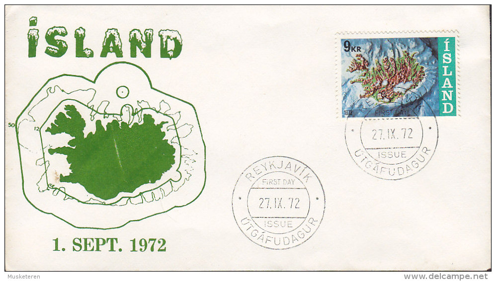 Iceland Ersttags Brief FDC Cover 1972 Islands Festlandsockel Map Landkarte - FDC