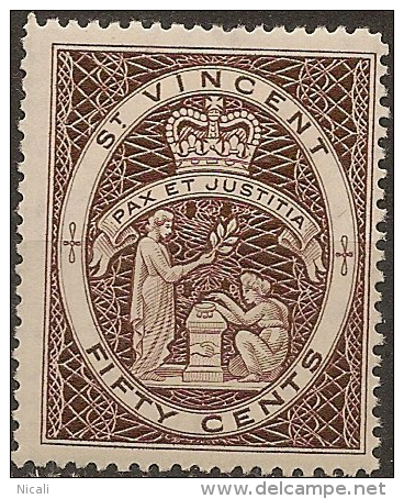 ST VINCENT 1964 50c Chocolate SG 211 HM #BC515 - St.Vincent (...-1979)