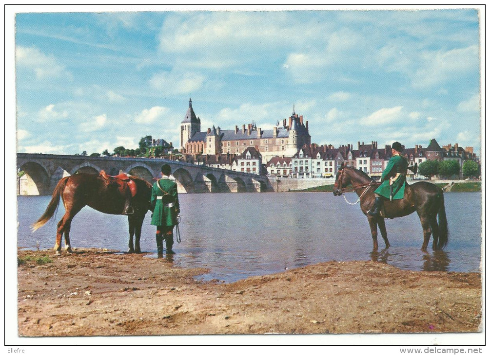 Gien, Vue Générale, Chevaux , Corps De Chasse Du Château, Cpm, écrite, Ed Nivernaises - Gien