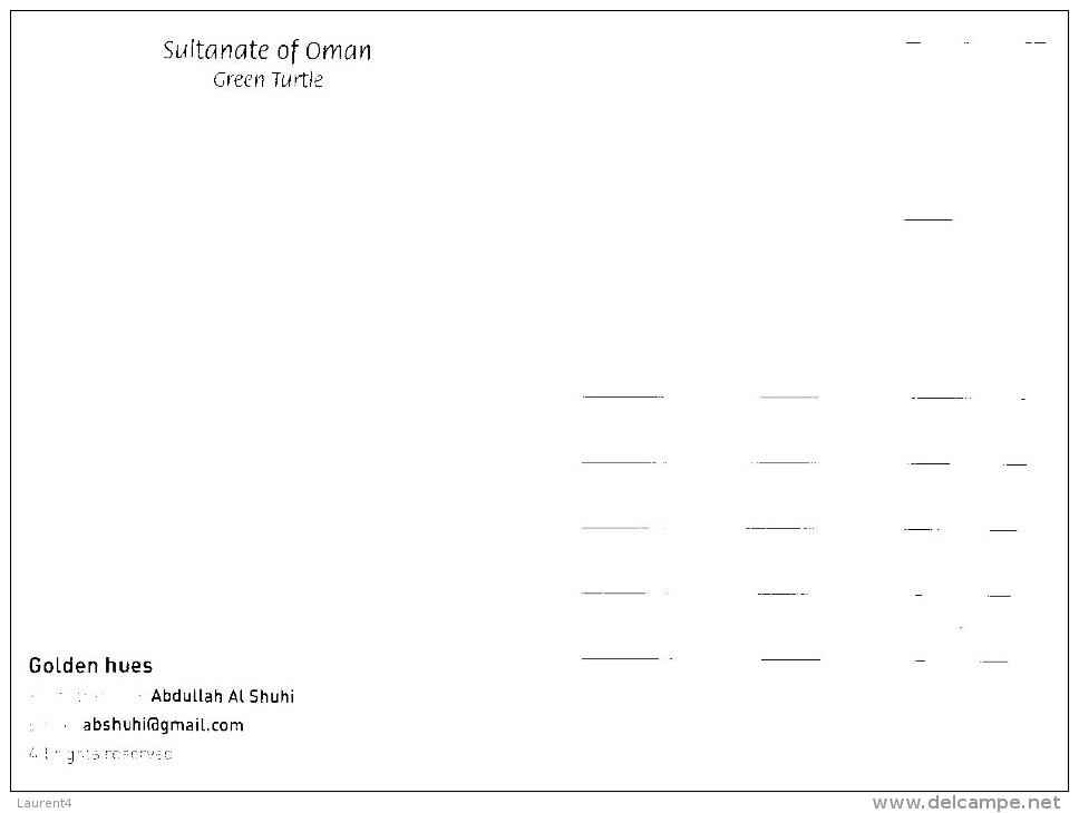 (515) Sultanate Of Oman - Green Turtle - Tortue - Tortose - Schildkröten