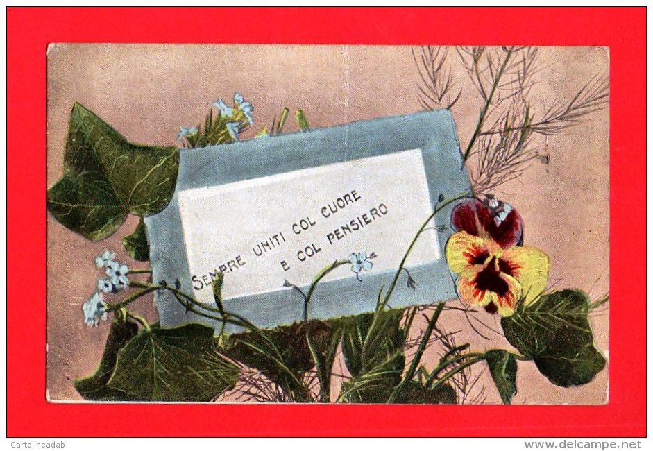 [DC5515] CARTOLINA - RINGRAZIAMENTI - SEMPRE UNITI COL CUORE - FIORI - Viaggiata 1908 - Old Postcard - Altri & Non Classificati