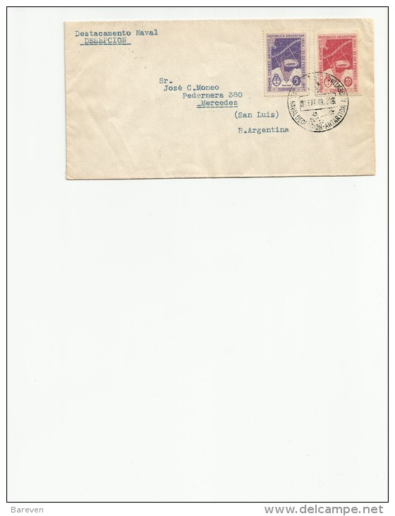 Argentina  1 Ene 1949 Destacamento Naval Deception . Arrival Cachet On Back - Altri & Non Classificati