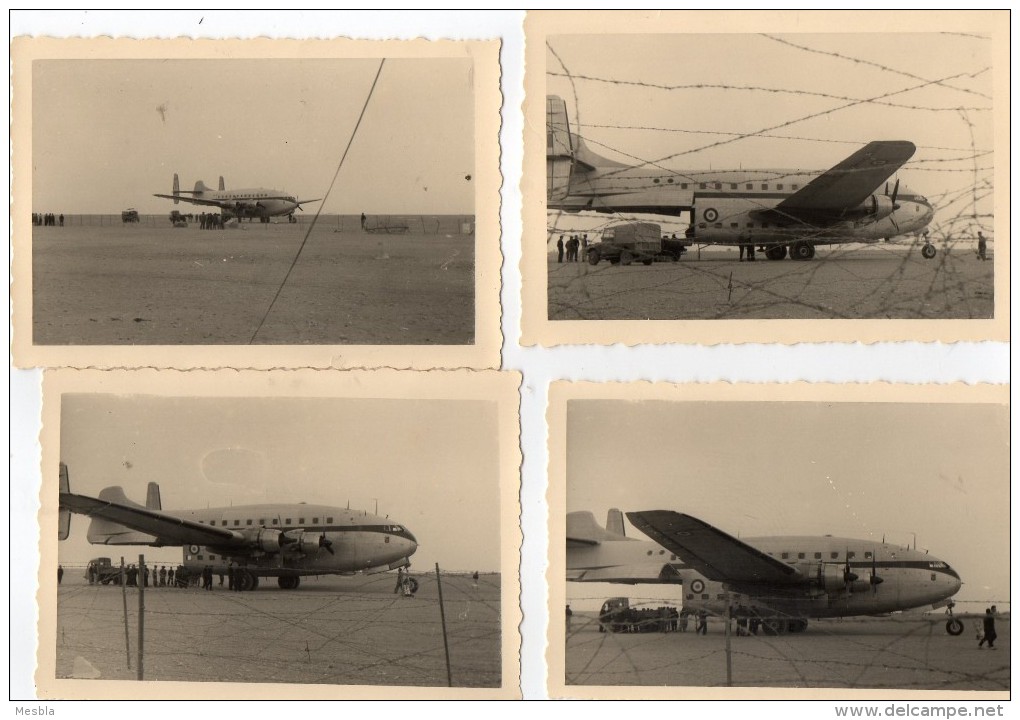 4 PHOTOS VERITABLES -  CHARGEMENT D'un AVION MILITAIRE  BREGUET  DEUX  PONTS  (Afrique Du Nord , Algérie ? ) - Aviation