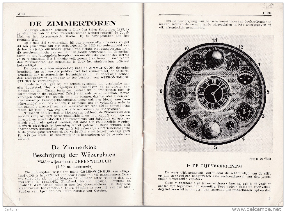 LIER-DE ZIMMERTOREN-ASTRONOMISCHE KLOK EN STUDIO-ORIGINELE BROCHURE-1931-20 BLZ-IN MOOIE STAAT-ZIE 2 SCANS! ! ! - Lier