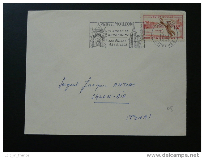 08 Ardennes Mouzon Timbre Pétanque 1958 - Flamme  Sur Lettre Postmark On Cover - Petanca