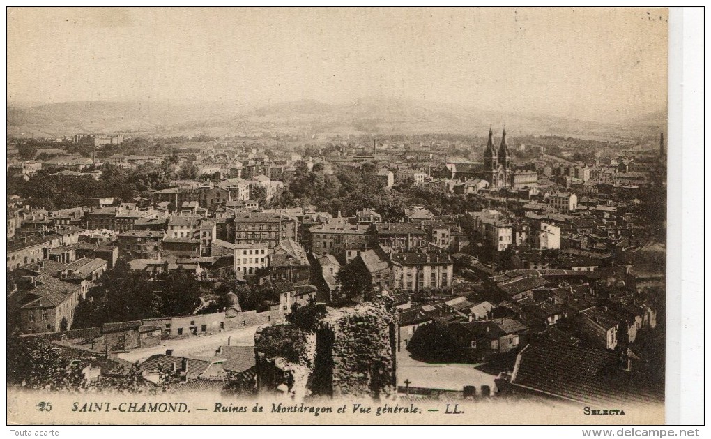 CPA 42 SAINT CHAMOND RUINES DE MONTDRAGON ET VUE GENERALE 1918 - Saint Chamond