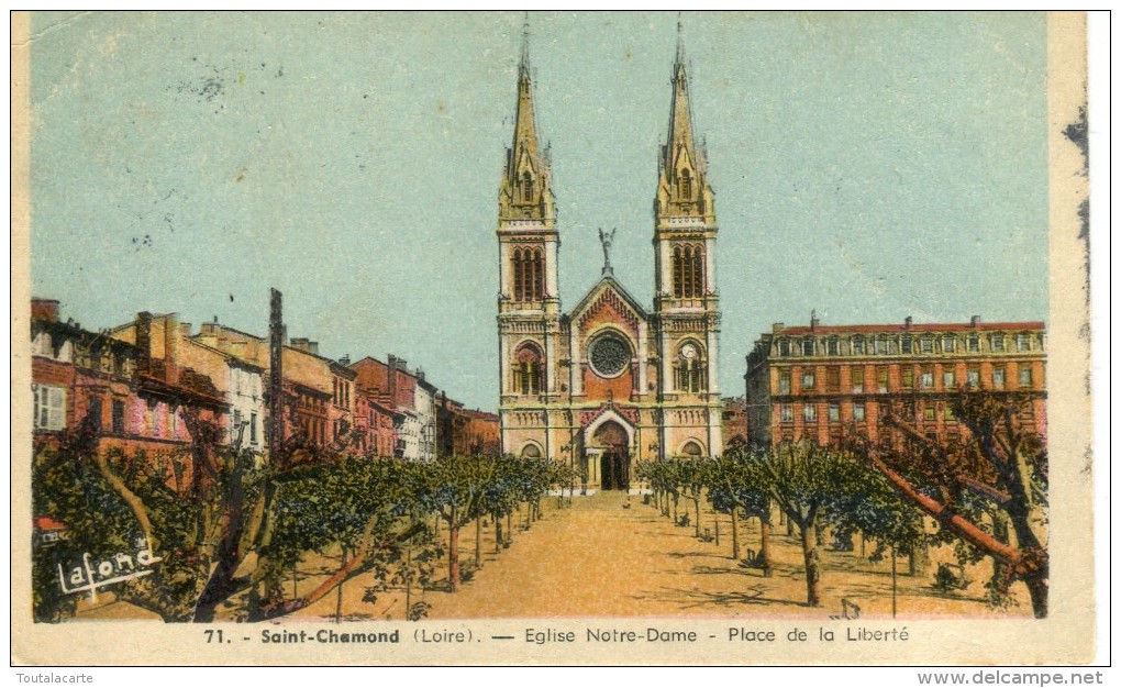 CPSM 42 SAINT CHAMOND EGLISE NOTRE DAME PLACE DE LA LIBERTE 1953 - Saint Chamond