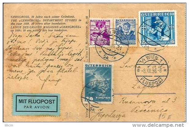Postcard (Places) - Austria Wien 1889, Gerngross, 10 Jahre Nach Seiner Gründung - MIT FLUGPOST PAR AVION - Wien Mitte