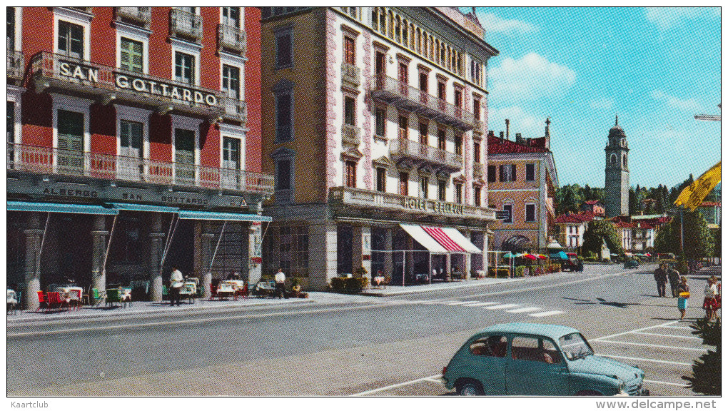 Verbania - Pallanza: FIAT 600 - Hotel Schweizerhof San Gottardo & Belvedere Hotel Bellevue - Lago Maggiore - Italia - Passenger Cars