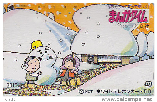 Télécarte Japon / 7-11 - 3016 - BONHOMME DE NEIGE - SNOWMAN BD Comics Japan Phonecard - SCHNEEMANN - Saisons