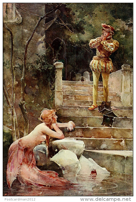 John Reinhard Weguelin The Mermaid Of Zennor Postcard - Grupo De Niños Y Familias