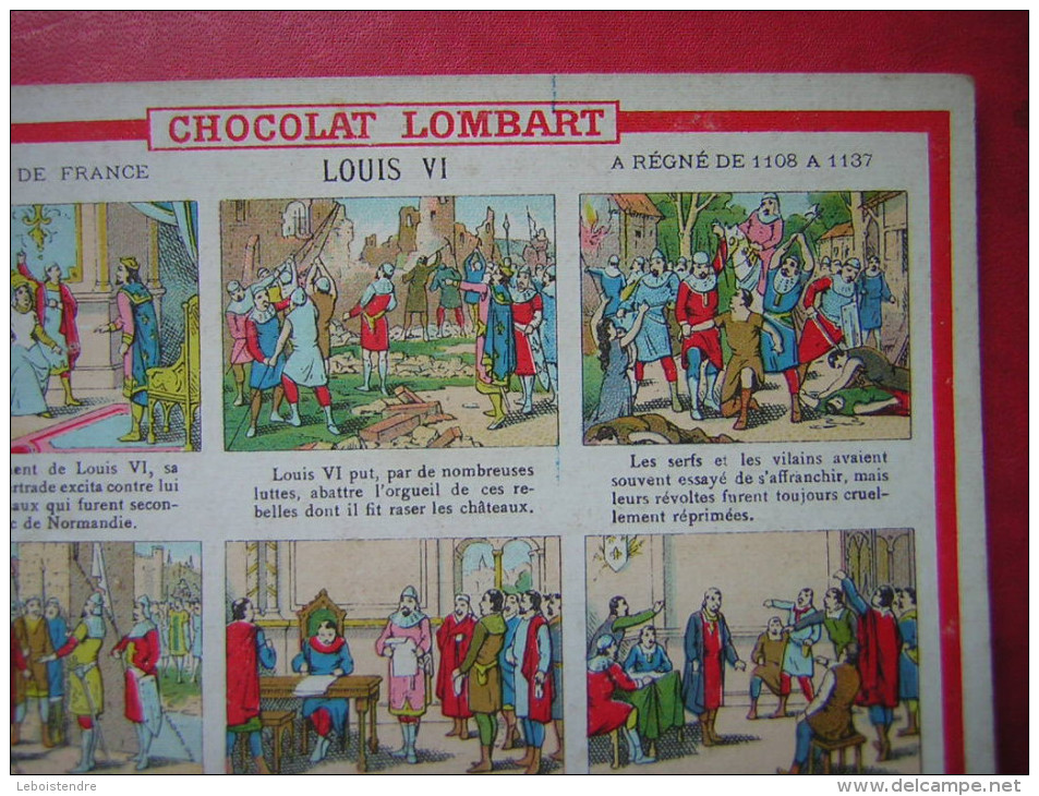 CHROMO PUBLICITAIRE   CHOCOLAT LOMBART  LOUIS VI    39 E ROI DE FRANCE - Lombart