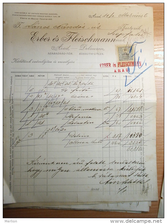 Austro-Hungary -ARAD - Debrecen -Erber és Fleischmann - INVOICE  From  1912  S5.03 - Autriche