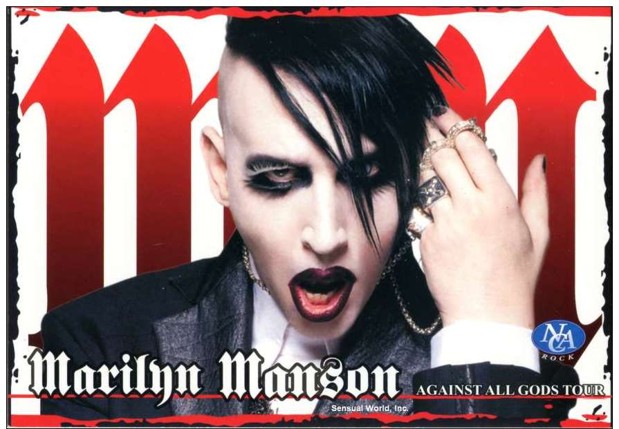 Rare Russian MARILYN MANSON POSTCARD Against All Gods Tour 2005 Portrait Photo - 19616 - Musique Et Musiciens