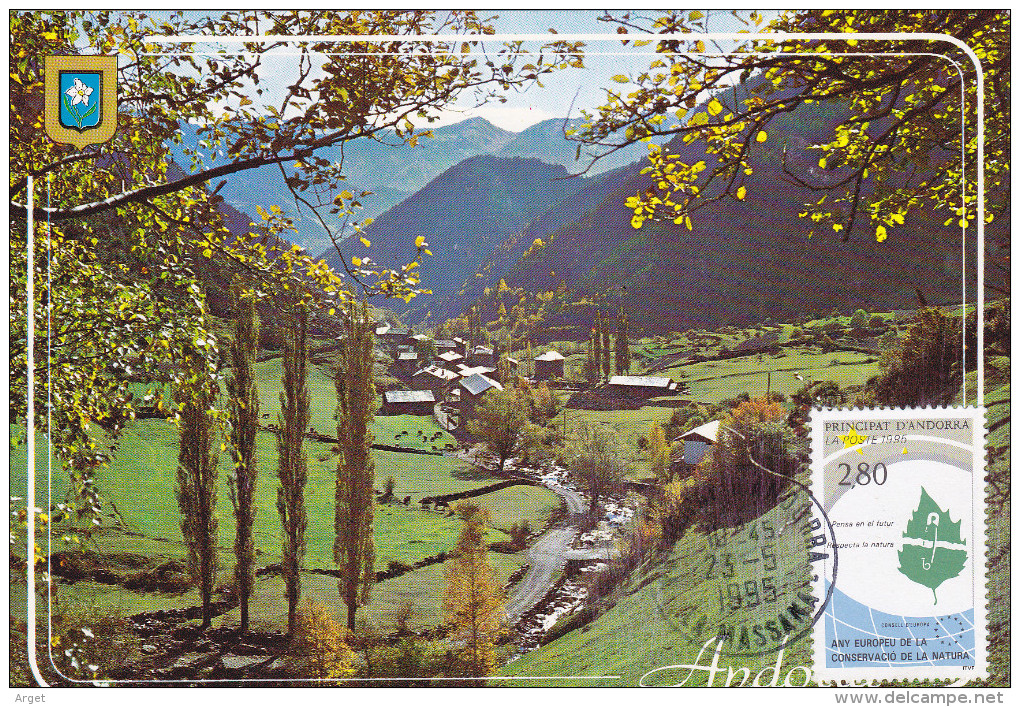 Carte-Maximum ANDORRE FSE N° Yvert 454 (NATURE) Obl Sp 1995 La Massana - Maximum Cards