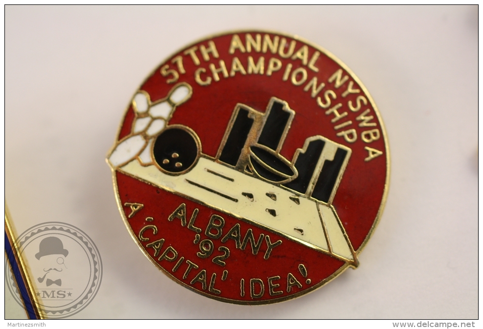 Bowling 57th Annual NYSWBA Championship - Albany 92  - Pin Badge  - #PLS - Bowling