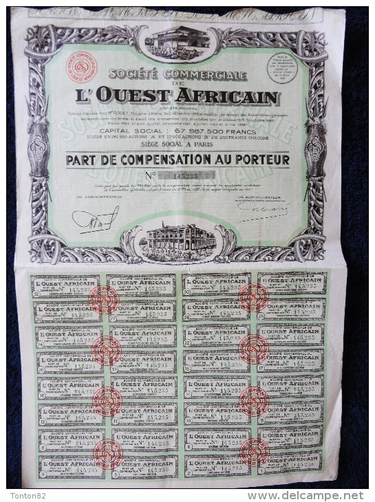 Bon Au Porteur - Société Commercial De L´ Ouest Africain ( 1932 ) . - Afrique