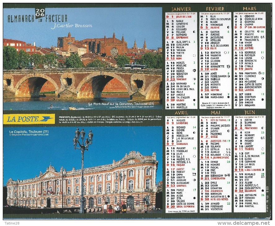 ALMANACH DU FACTEUR 2006 EURE ET LOIR (TOULOUSE ET MERCANTOUR) - Big : 1991-00