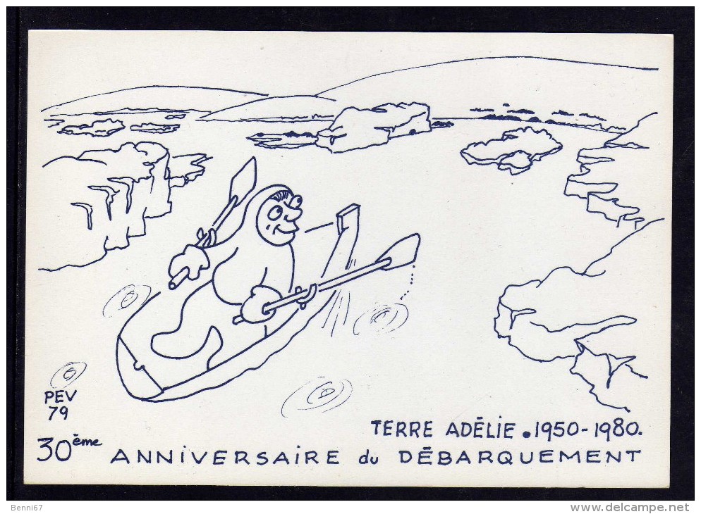 TAAF Terre Adélie Carte P.E. Victor 30EME ANNIVERSAIRE DU DEBARQUEMENT - TAAF : Franz. Süd- Und Antarktisgebiete